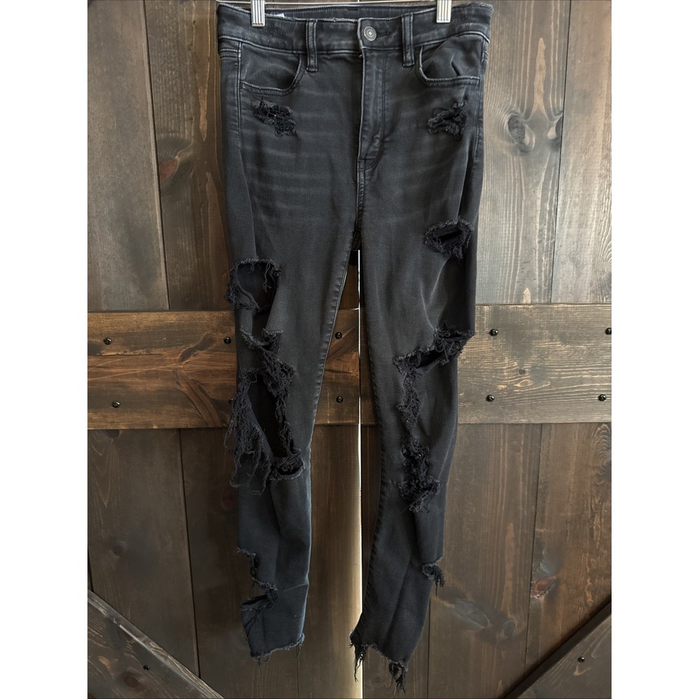 American Eagle Womens 4 Black‎ Next Level Stretch Super High Rise Jeggings